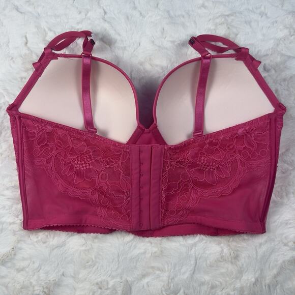 Victoria’s Secret Double Shine Strap Push-Up Lace Corset Bra Top Pink 36DD NWT - Picture 2 of 6